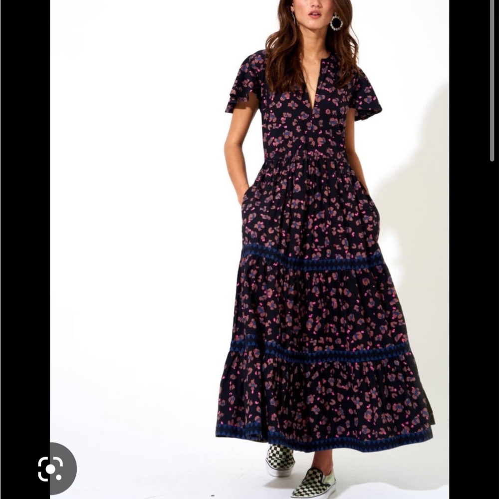 Oliphant V Neck Maci Dress Leopard Black